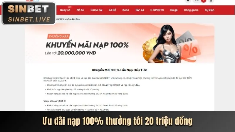 Tiền thưởng nạp lần đầu hấp dẫn